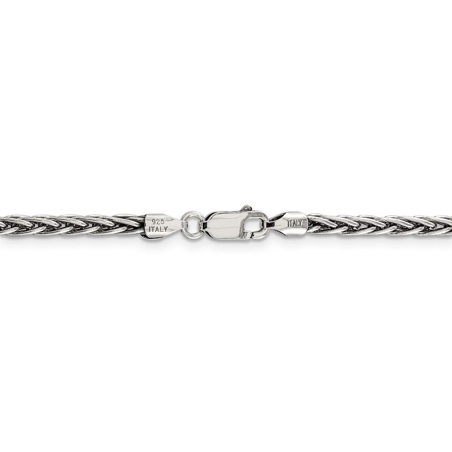 .925 Sterling Silver Antiqued Spiga Wheat Chain Necklace for Women - Vintage Italian Style Jewelry Gift for Birthday, Anniversary & Special Occasions