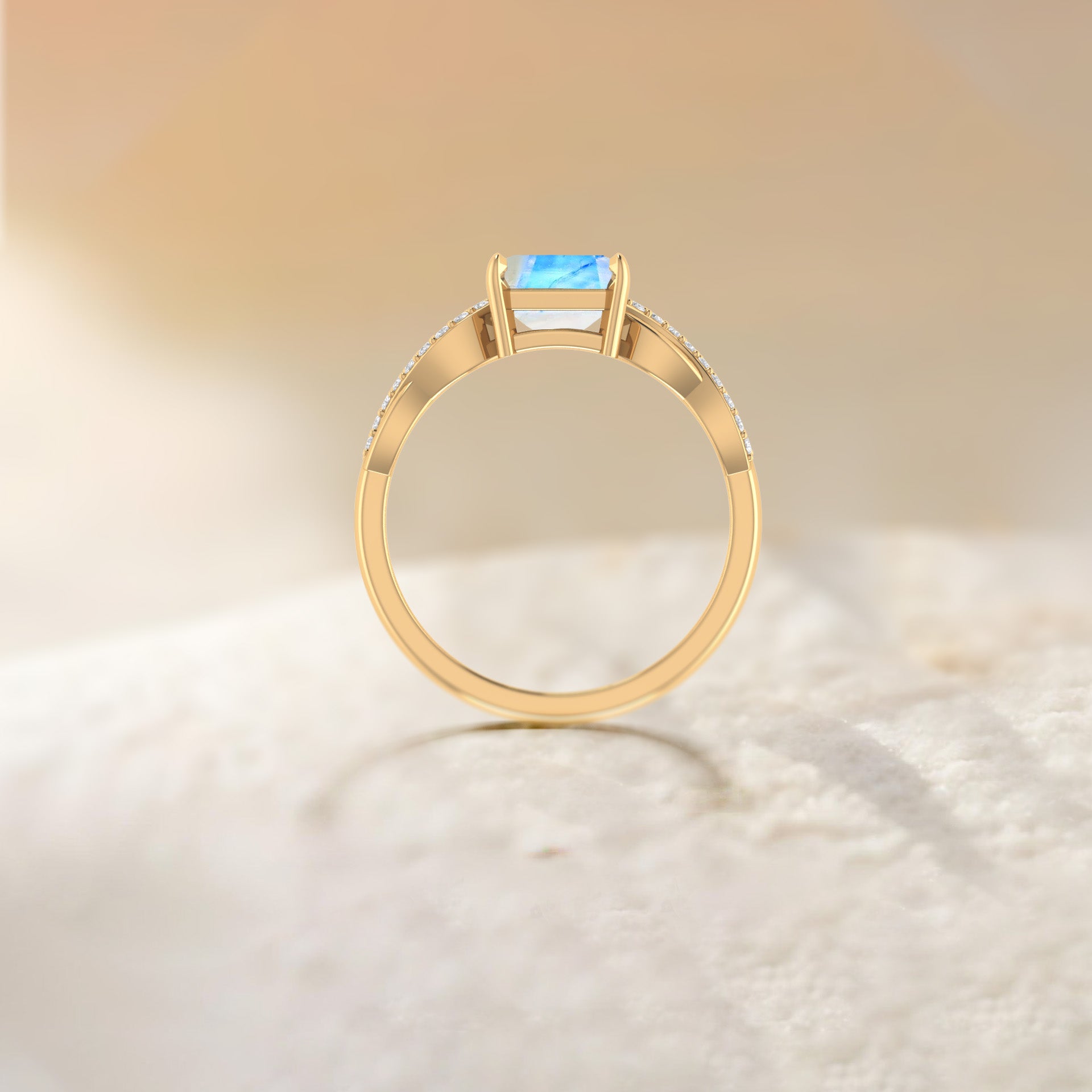 Natural Moonstone Square Crossover Ring for Women – Elegant Boho Jewelry for Everyday Wear & Special Occasions