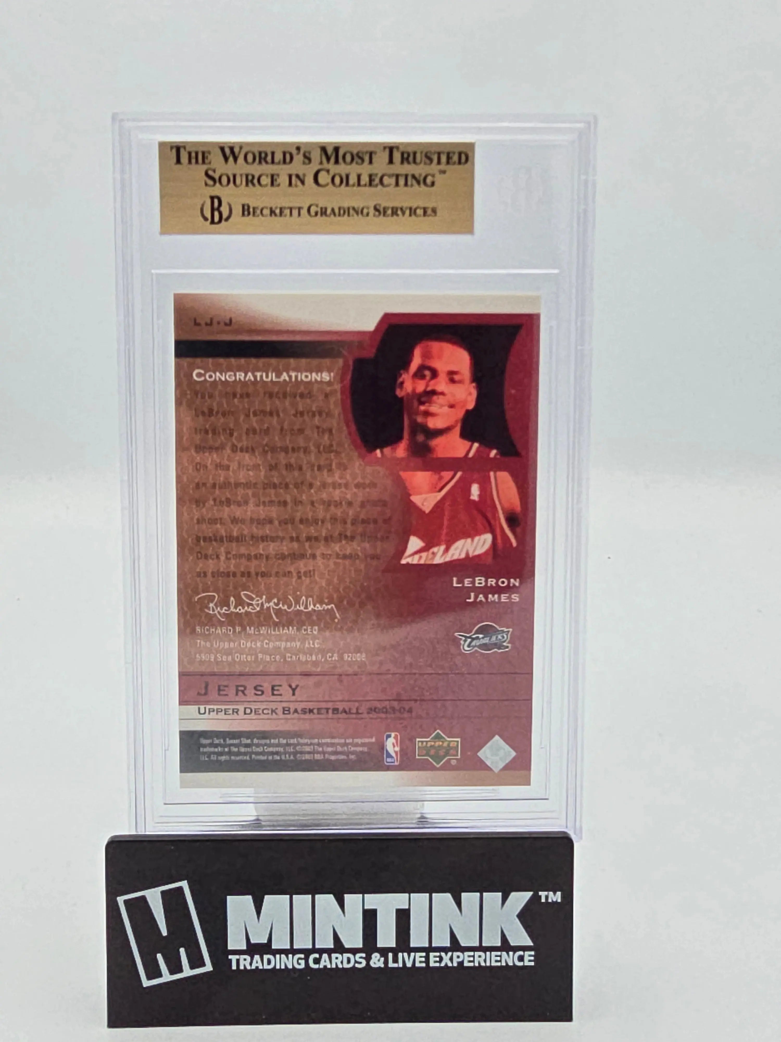 2003-04 Upper Deck Sweet Shot Basketball Jersey Card - LeBron James Rookie RC BGS 9.5 #LJ J - Perfect for NBA Collectors & Sports Memorabilia Displays
