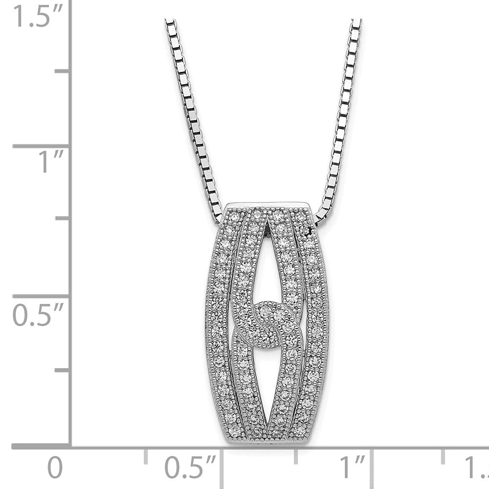 925 Sterling Silver Cubic Zirconia Necklace for Women - Elegant Brilliant Embers Pendant, 18