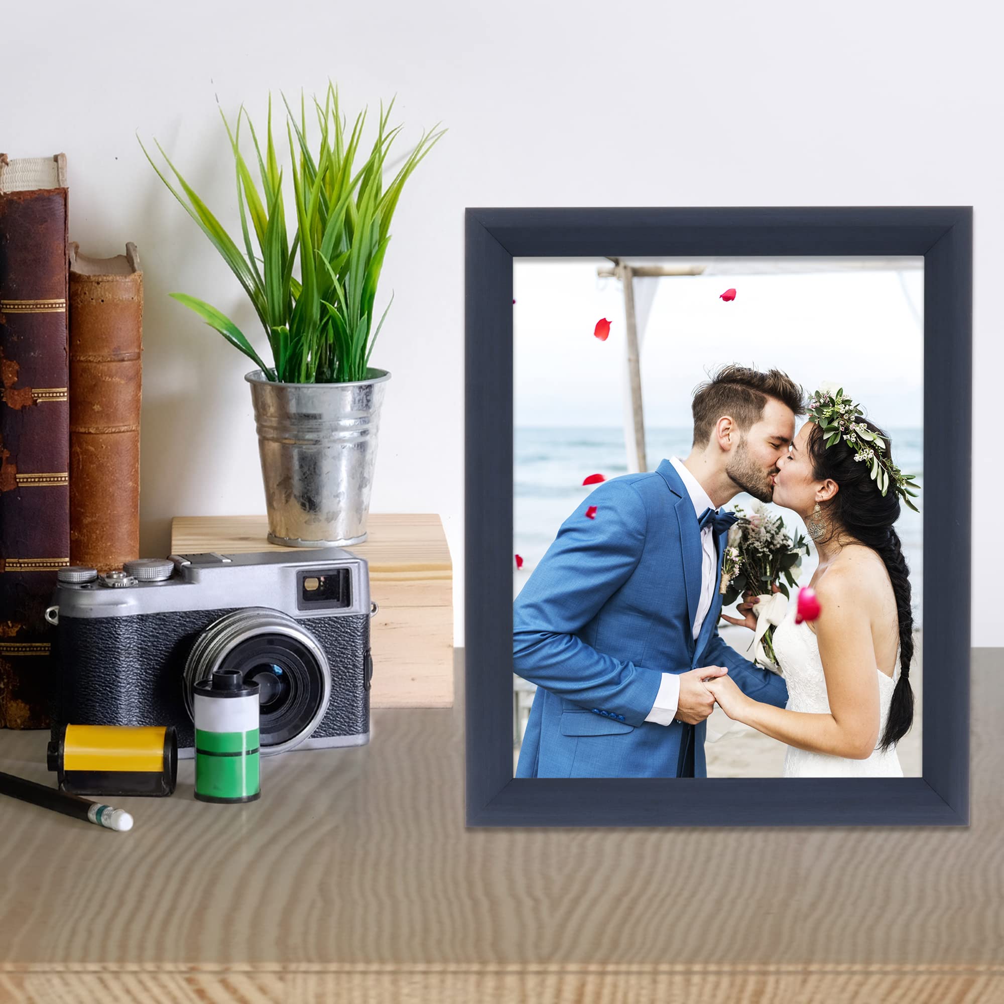 8x10 Navy Blue Picture Frame - Premium Bradley Photo Frame for Wall Display, Home Decor, Office & Gallery - Shatterproof Glass & Durable Molding for Lasting Memories