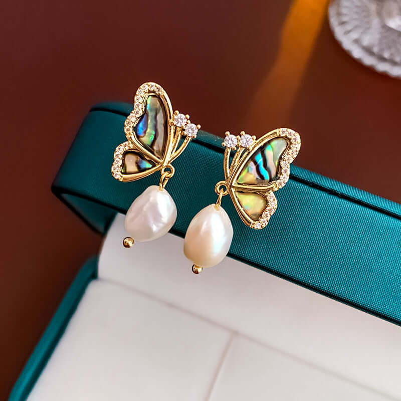 Baroque Freshwater Pearl Butterfly Drop Earrings for Women | Elegant Dangle Earrings with Unique Baroque Pearls | Perfect for Weddings, Parties & Special Occasions