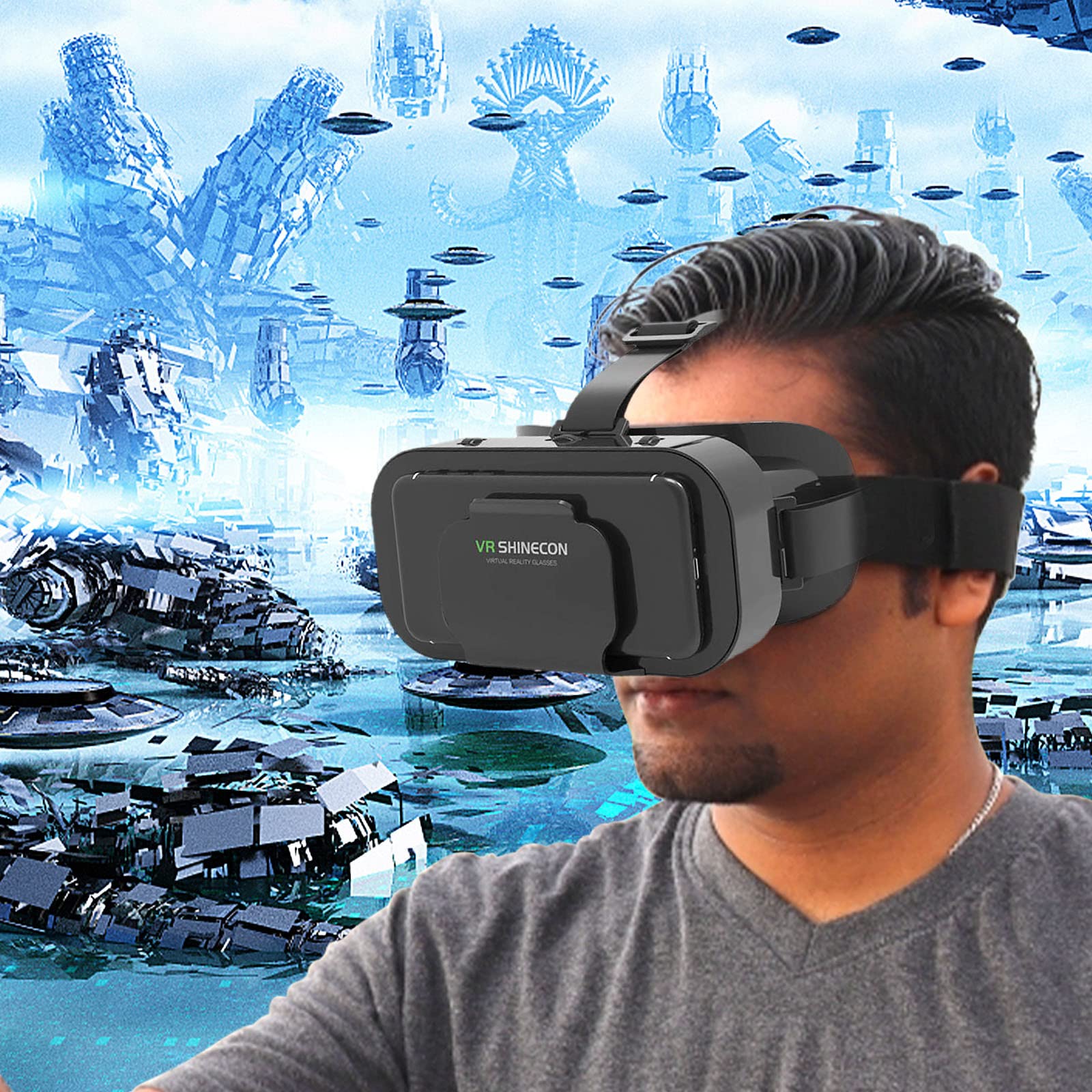 Upgraded Lanhui VR Headset for 3D Games & Movies - Universal Virtual Reality Glasses for Kids & Adults | Perfect for Gaming, Home Theater & Immersive Experiences