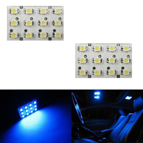 2 Pack Ultra Blue 12 SMD LED Panel Lights - Super Bright Interior Car Lights for Map/Dome/Door/Trunk | Perfect for Vehicle Cabin Lighting, Night Driving & Custom Car Modifications