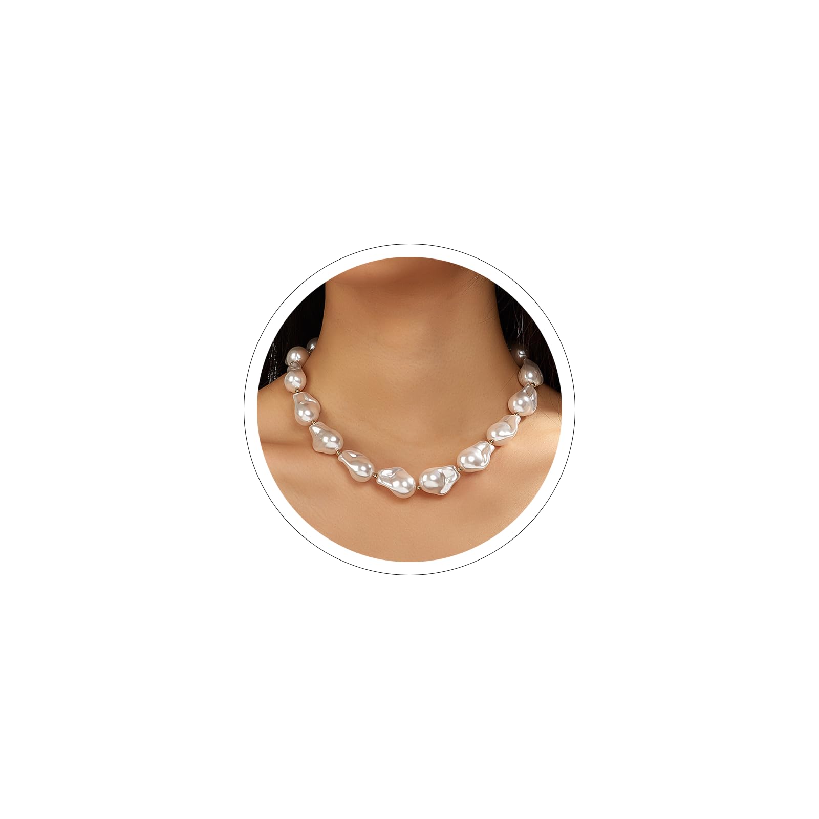Baroque Pearl Choker Necklace for Women - Chunky Irregular Big Pearl Statement Necklace, Elegant Pearl Jewelry Gift for Her | Perfect for Weddings, Parties & Special Occasions