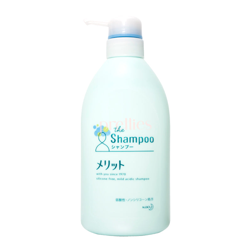 KAO Merit Mild Acidic Non-Silicon Shampoo 480ml - pH Balanced for Sensitive Scalp, Floral Green Fragrance | Gentle Hair Care for Daily Use & Color-Treated Hair