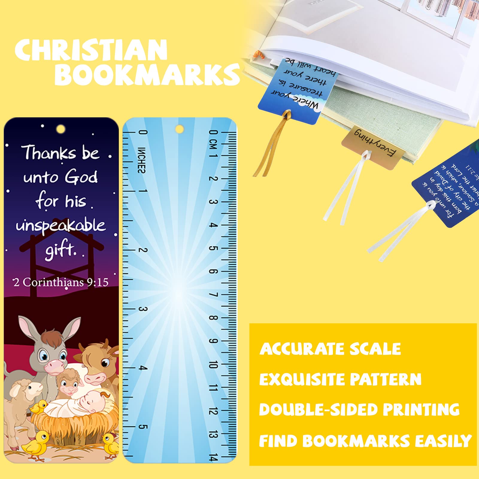 120 Pack Christian Bible Verse Bookmarks - Inspirational Scripture Bookmarks with Religious Quotes, Bible Markers for Easter, Sunday School, Church Supplies | Perfect for Bible Study, Gifts & Worship