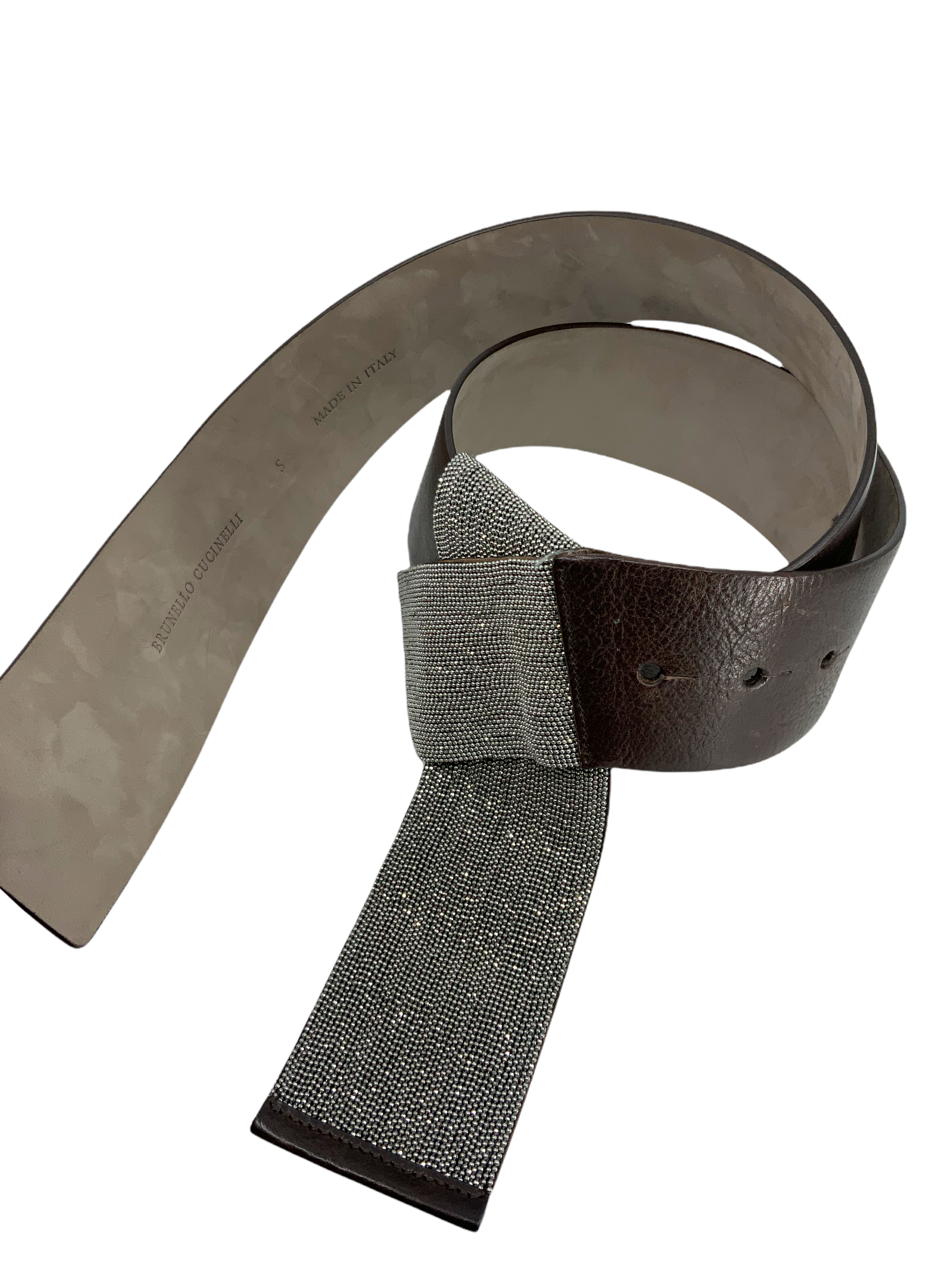 Brunello Cucinelli Genuine Leather Beaded Half Knot Belt for Women - Size S | Stylish Accessory for Jeans, Dresses & Casual Outfits