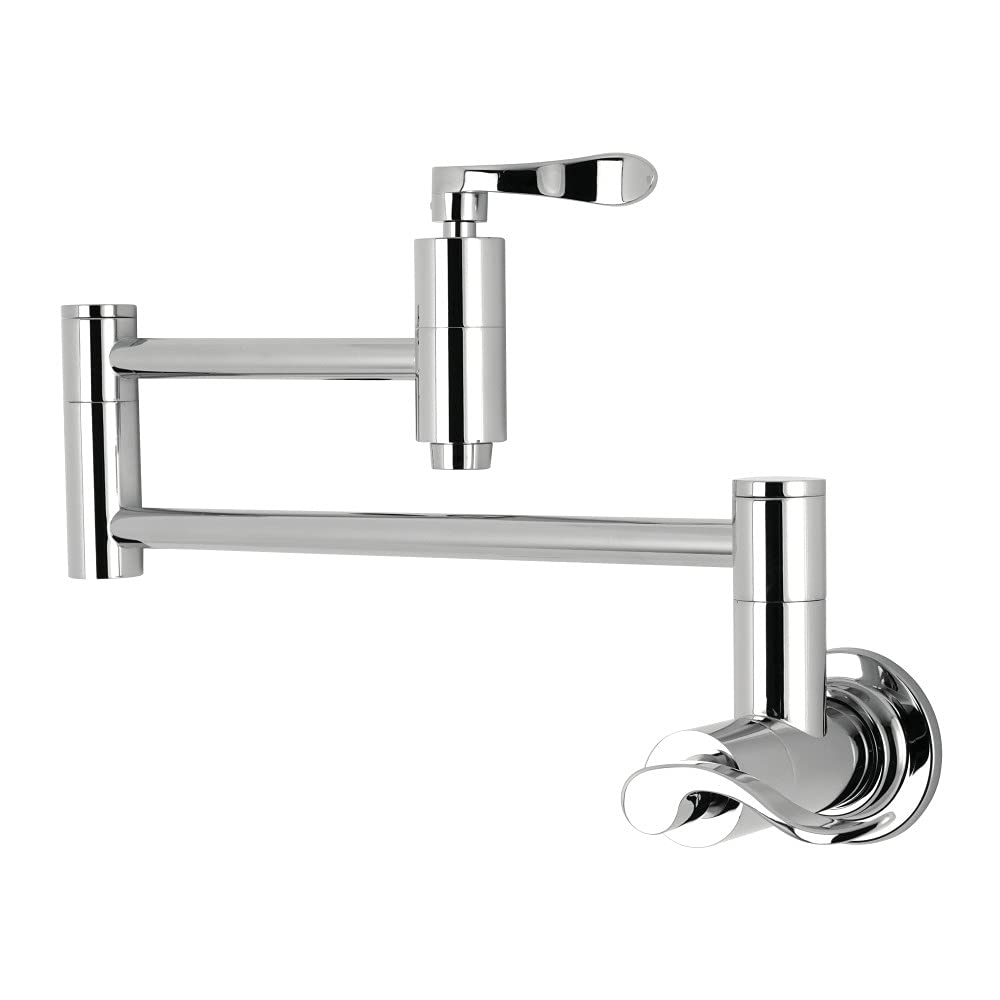 Kingston Brass KS8101DFL NuWave Pot Filler Faucet - 13 Inch Polished Chrome Kitchen Sink Faucet for Easy Pot Filling - Perfect for Cooking, Baking, and Large Batch Meal Prep