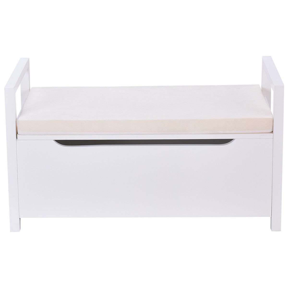 Modern Shoe Bench with Cushioned Seat - Elegant Entryway Storage Rack for Hallway, White Home Decor Furniture | Perfect for Small Spaces, Mudroom Organization & Shoe Storage Solution
