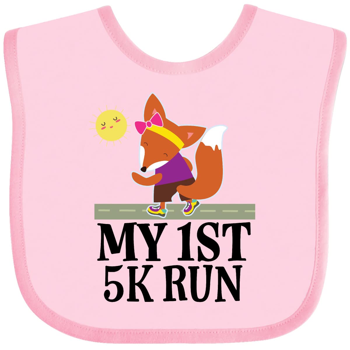 Inktastic 5K Run First Race Fitness Running Baby Bib - Cute & Comfortable for Toddlers - Perfect for First 5K Races, Fun Runs & Marathons - Ideal Gift for Active Families & Running Enthusiasts