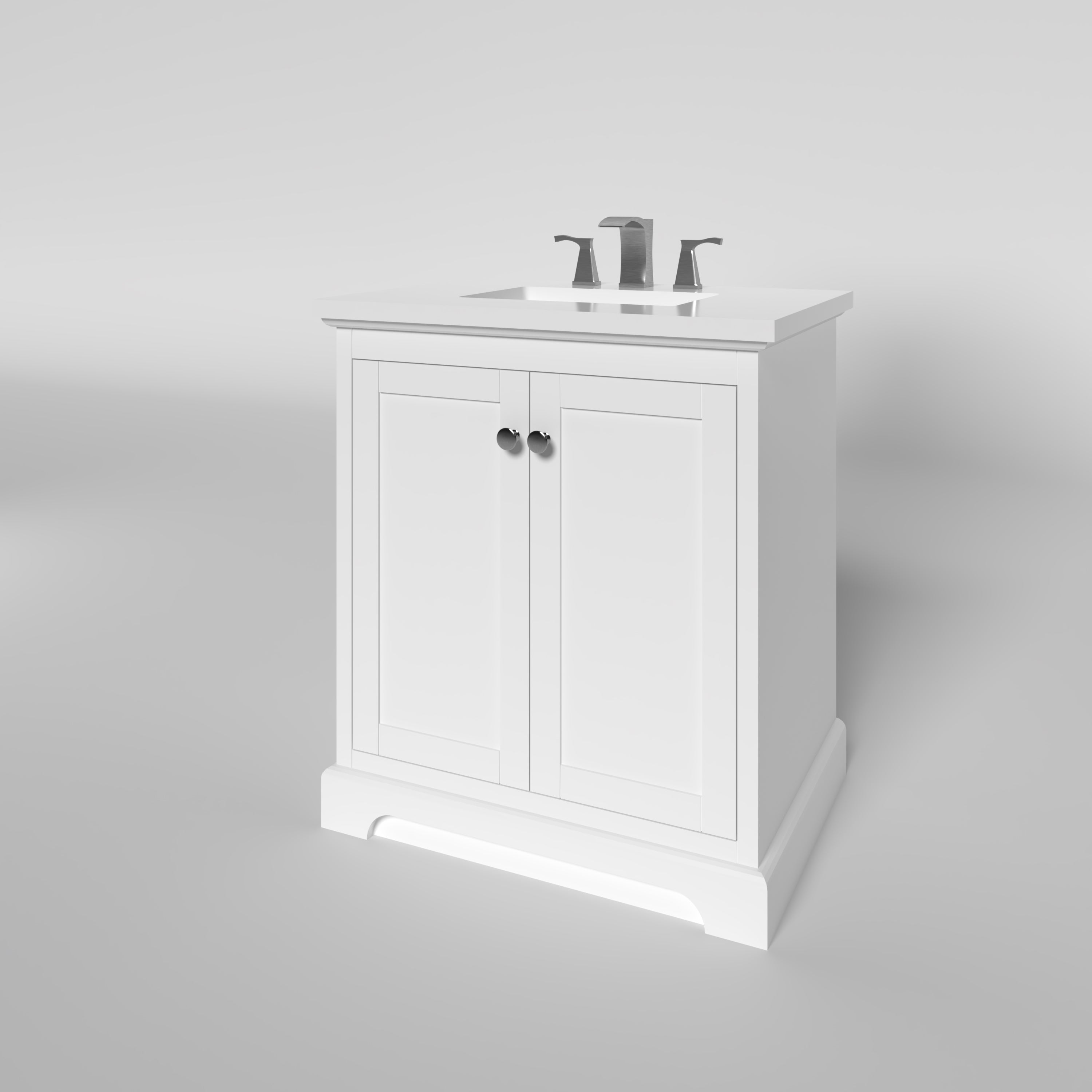 29.5 Inch White Bathroom Vanity Cabinet - Marietta Modern Single Sink Storage for Small Bathrooms & Powder Rooms