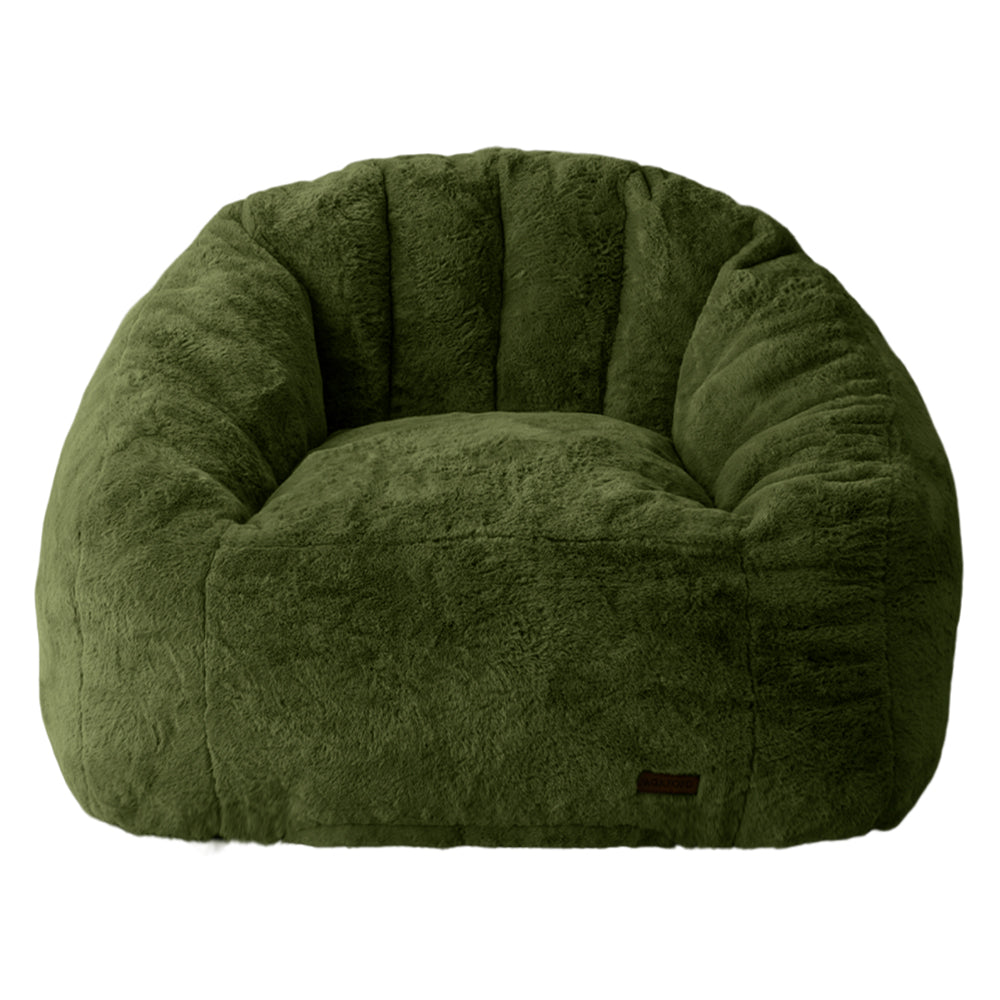 MAXYOYO Giant Bean Bag Chair - Oversized Faux Fur Shell Design for Reading & Relaxing - Green - Perfect for Living Rooms, Bedrooms & Game Rooms