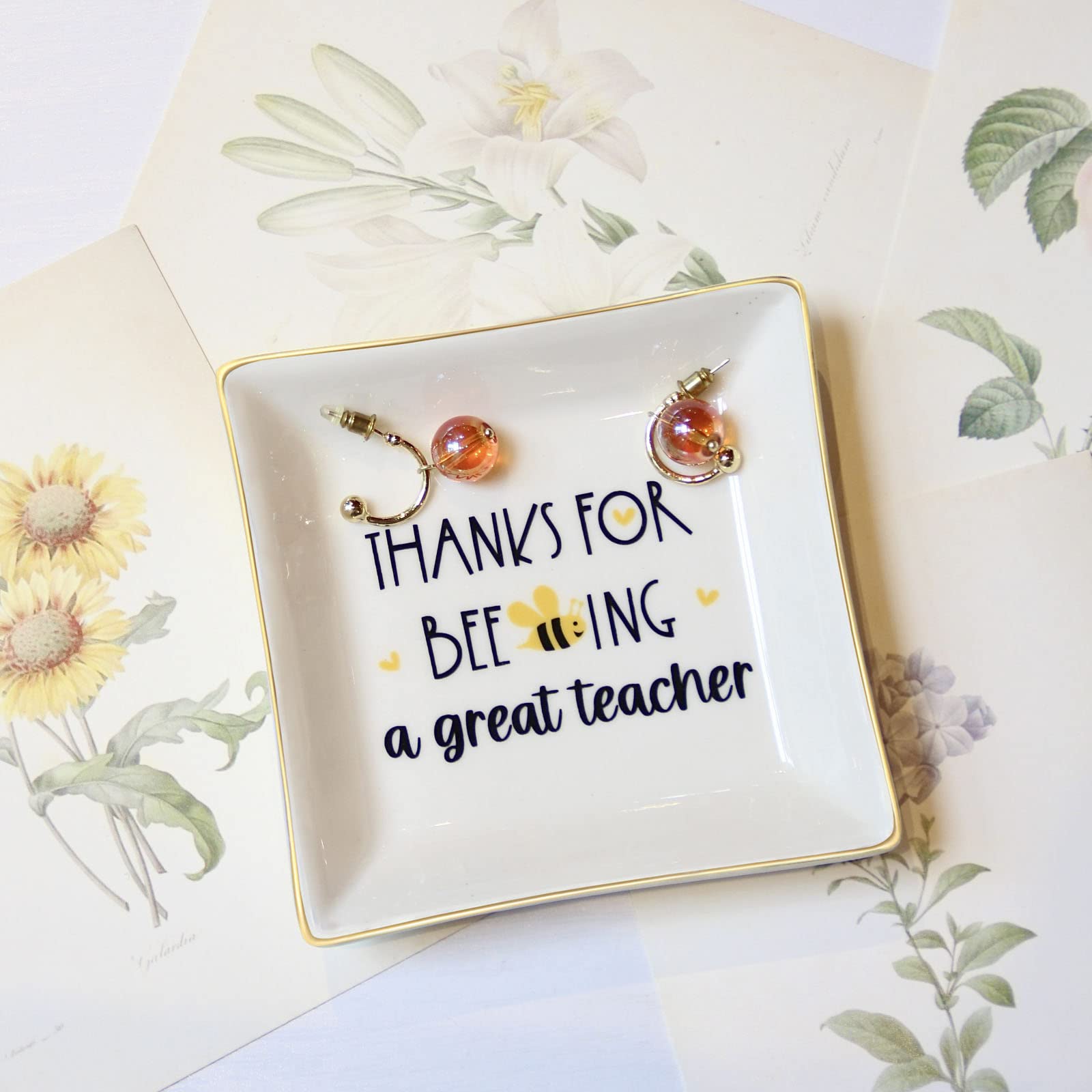 Teacher Appreciation Gifts for Women - Elegant Jewelry Trinket Dish | Perfect Thank You Gift for Teachers, Mothers Day, Birthday, Christmas & End of Year | Thoughtful Present from Students | Ideal for Classroom, Office Desk or Home Decor