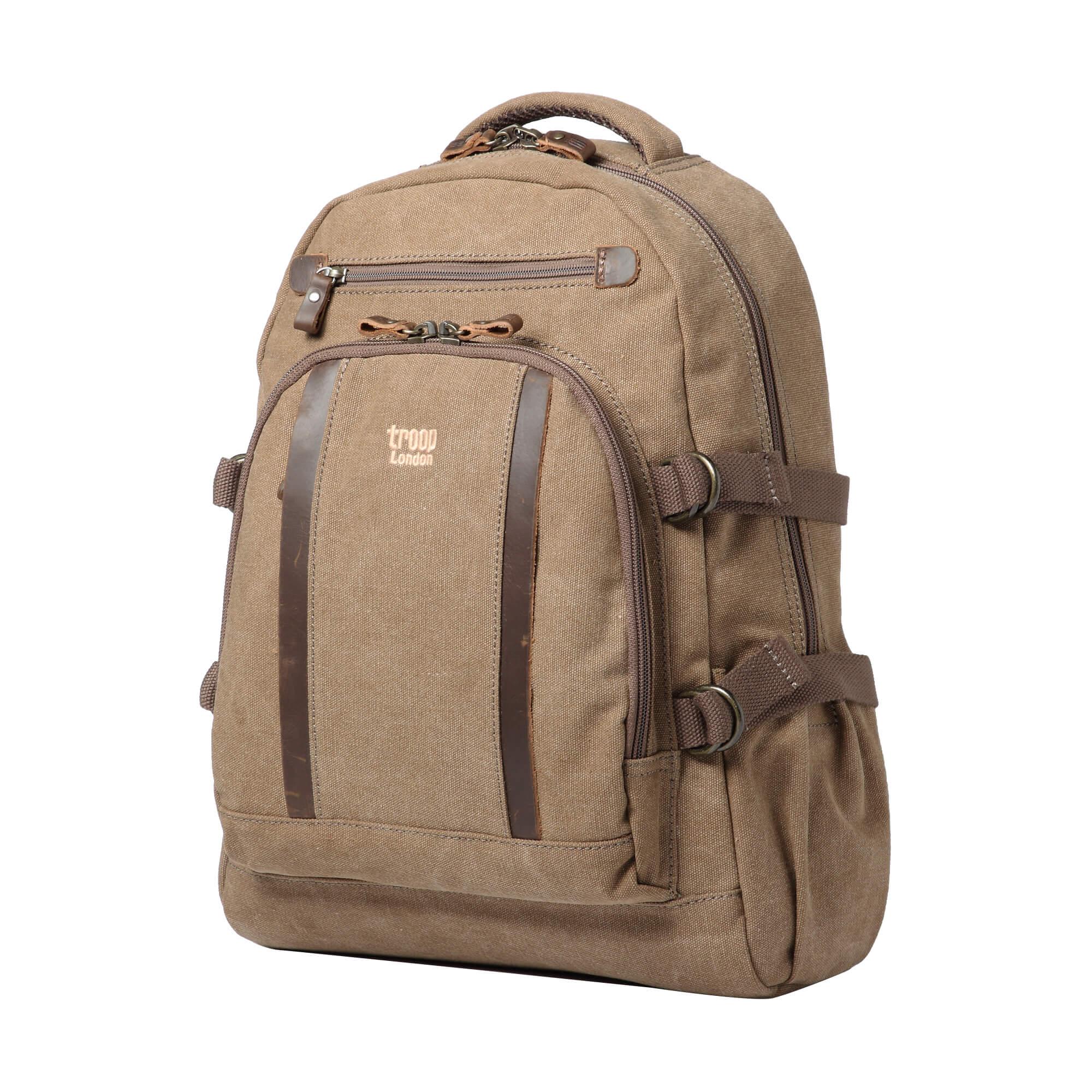 TRP0257 Troop London Classic Canvas Laptop Backpack - Large 15.6 Inch Waterproof Travel Backpack for Men & Women - Perfect for Work, School, College & Business Trips