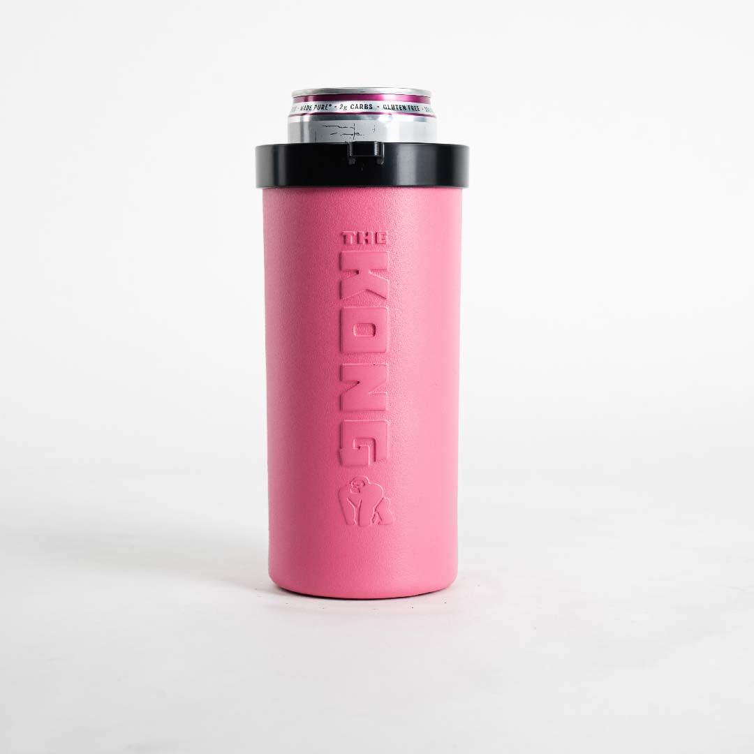 Kong Skinny Can - Insulated Portable Beer Can Cooler & Bottle Sleeve with Detachable Expandable Hose for Easy Drinking | Perfect for Camping, Beach & Outdoor Parties (Pink)