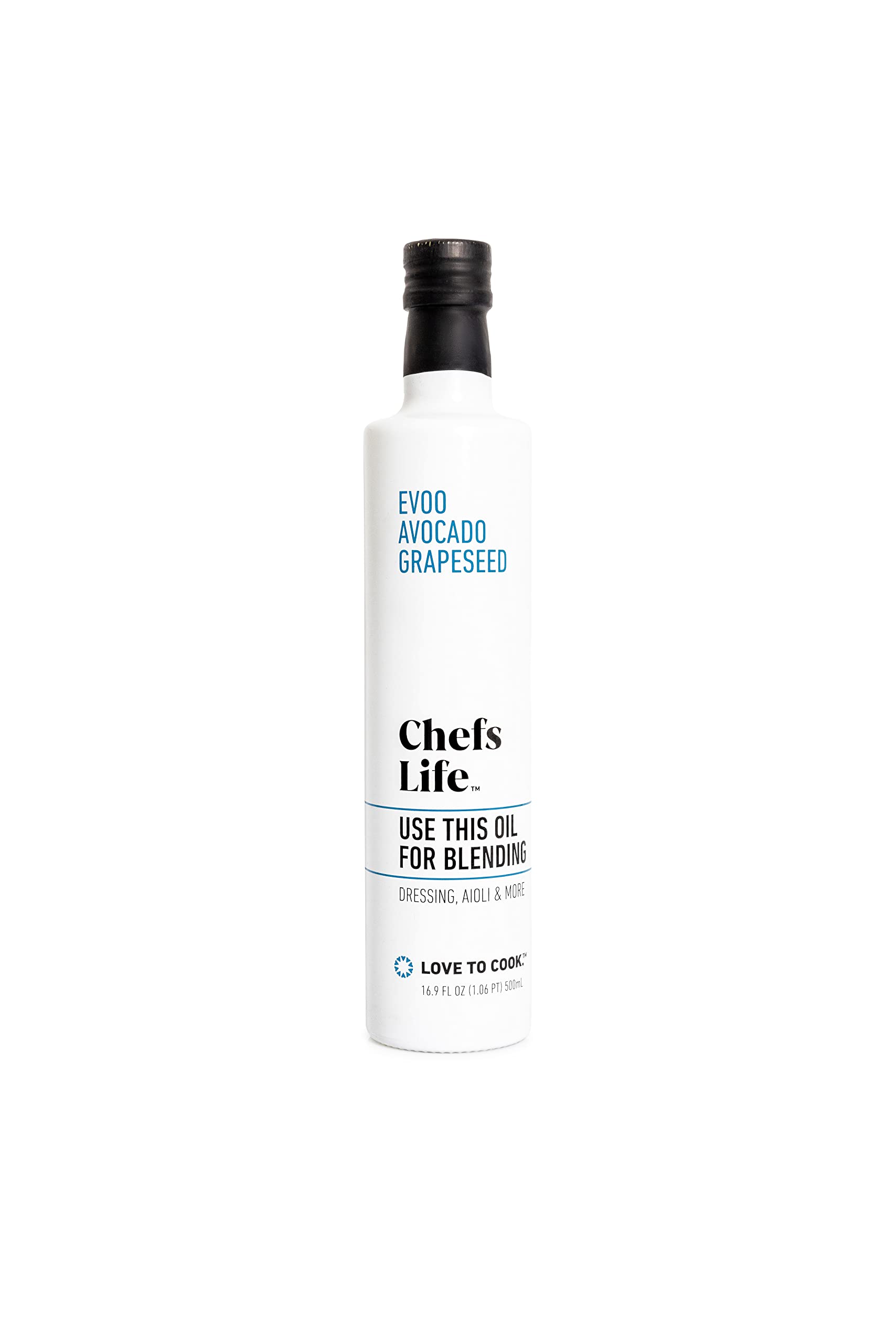 Chefs Life Premium Cooking Oil Blend - Extra Virgin Olive Oil, Avocado Oil & Grapeseed Oil - Non-GMO, Cold-Pressed for Healthy Cooking, Salad Dressing & Baking - 16.9 Fl Oz (500ml) Bottle - Perfect for Mediterranean Diet, Keto & Vegan Recipes