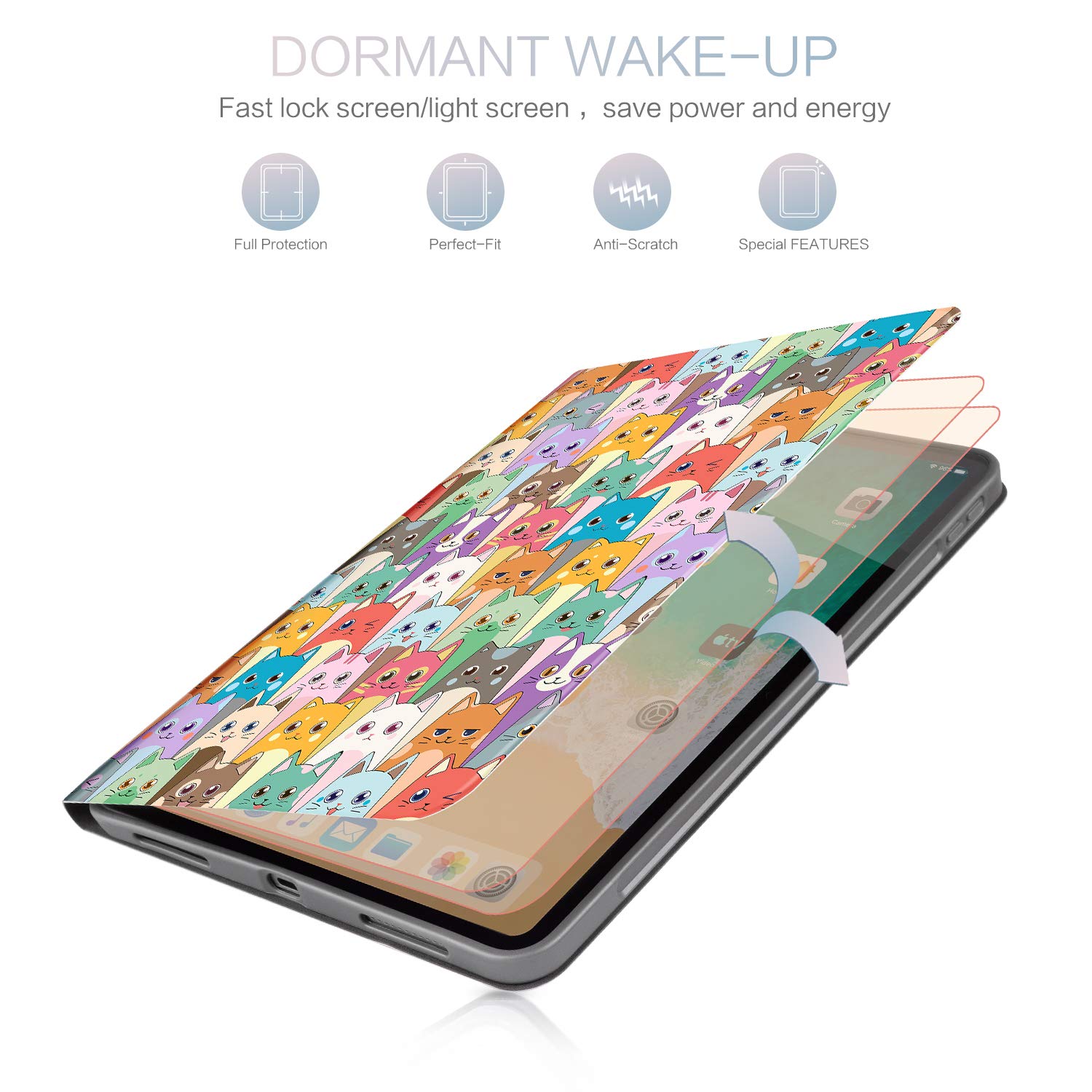 Premium Shockproof iPad Air Case for 11-inch M3/M2 (2025/2024) & 10.9-inch 5th/4th Gen (2022/2020) - Multi-Angle Stand with Auto Wake/Sleep - Cute Cat Design - Perfect for Work, Study & Travel Protection