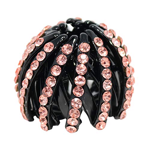 Sparkly Rhinestone Hair Hoop & Bun Maker - Non-Slip Bird Nest Shaped Flexible Hair Tie for Long Hair - Perfect for Weddings, Parties & Everyday Elegant Hairstyles