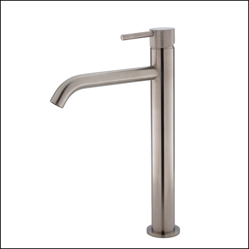 Fienza Axle 231107BN Brushed Nickel Tall Basin Mixer Faucet - Modern Bathroom Sink Faucet for Vanity, Powder Room & Guest Bath Installation