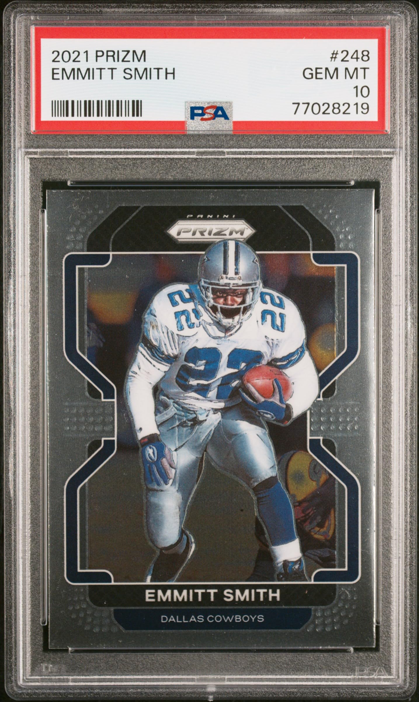 2021 Panini Prizm Emmitt Smith #248 PSA 10 Graded Football Card - Perfect for Collectors & Sports Memorabilia Displays