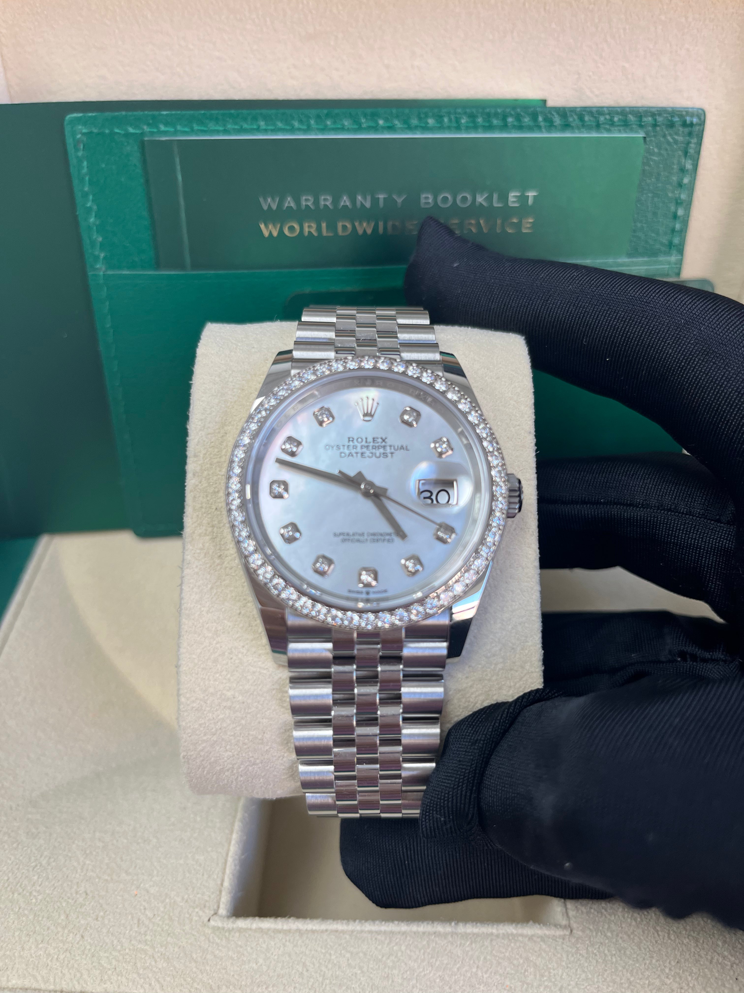 Rolex Datejust 36mm Watch - Mother of Pearl Diamond Dial & Bezel, Stainless Steel Jubilee Bracelet (Ref#126284RBR) | Luxury Men's & Women's Timepiece for Business, Gifts & Special Occasions