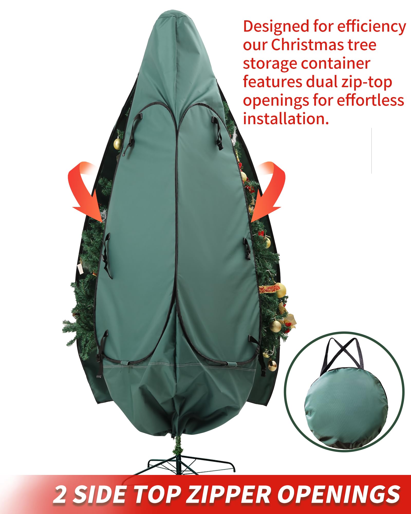 7 Ft Christmas Tree Storage Bag - Heavy Duty Upright Artificial Tree Cover for 6-7 Ft Trees | Perfect for Holiday Storage & Space Saving Organization (Fits 5 Ft, 6 Ft, 6.5 Ft & 7 Ft Trees) | Ideal for Attic, Garage & Seasonal Decoration Protection