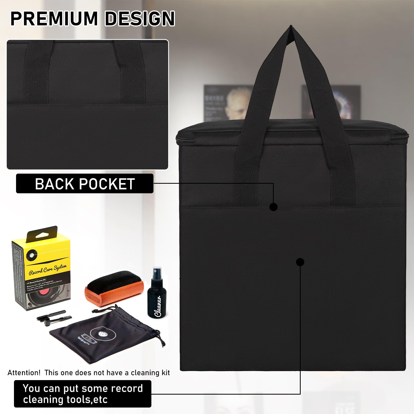 Vinyl Record Storage Box with Lids & Handle - 12 Inch LP Album Organizer Case for DJs & Music Collectors - Perfect for Home, Studio & Travel