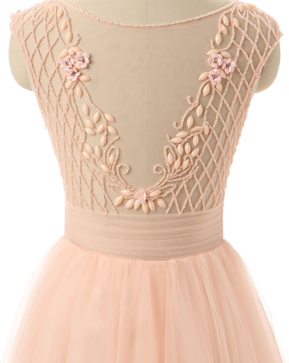 Elegant Sheer Neck Tulle Long Prom Dresses with Rhinestones - Formal Evening Gowns for Homecoming, Ball, Wedding & Special Occasions