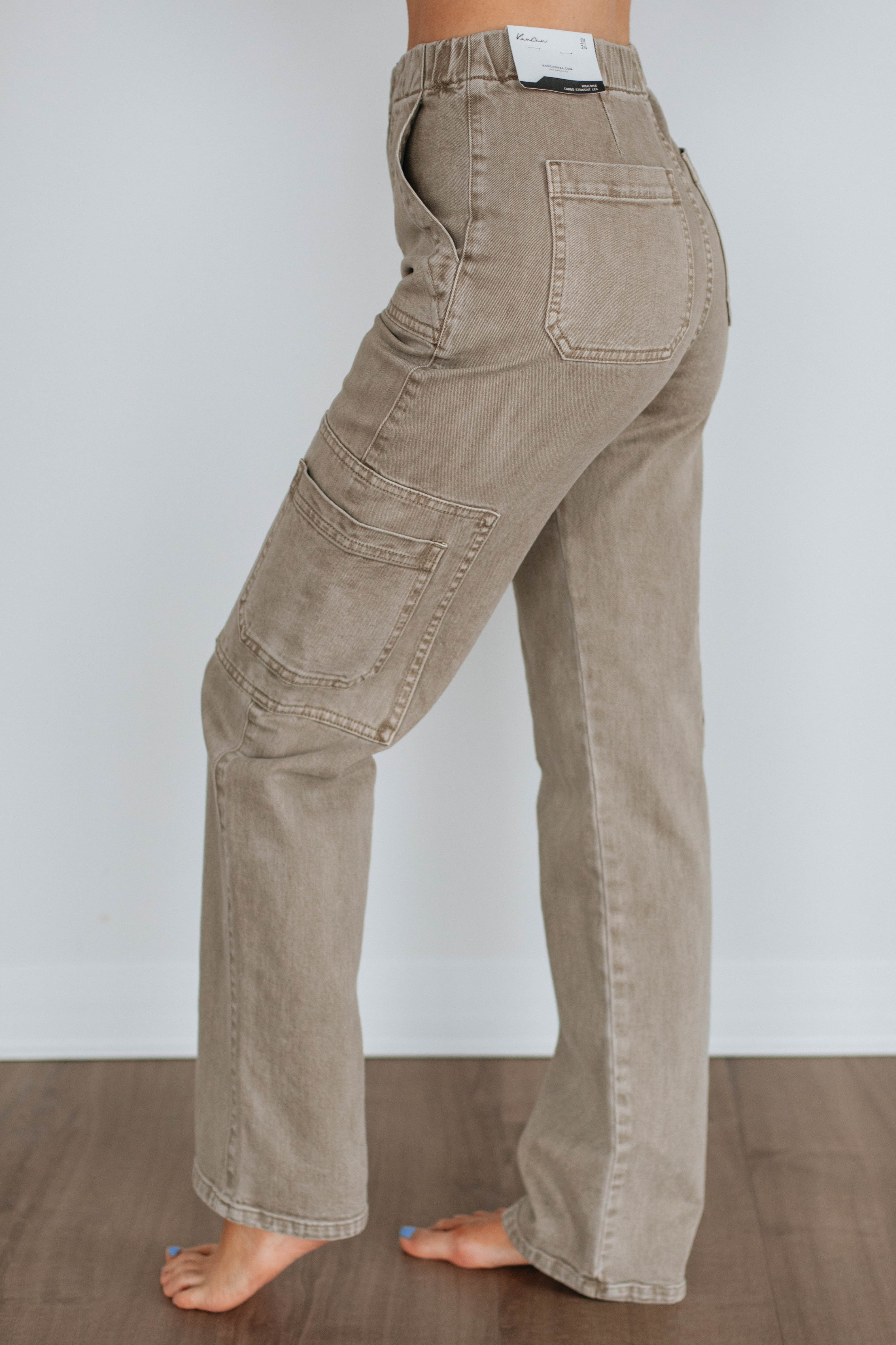 Aubrey KanCan Women's High Waist Skinny Jeans - Khaki | Stretch Denim Pants for Casual Wear & Everyday Outfits