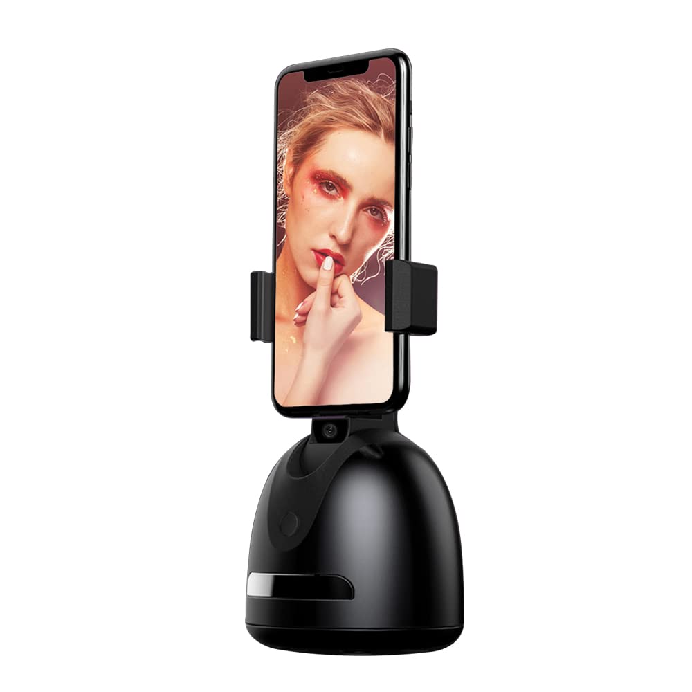 Auto Face Tracking Phone Stabilizer Holder - 360° Rotating Gimbal for iPhone & Android, No App Required | Hands-Free Vlog Mount for TikTok, YouTube Live Streaming & Video Recording (Black) | Perfect for Travel Vlogging, Live Broadcasts & Social Media Content Creation