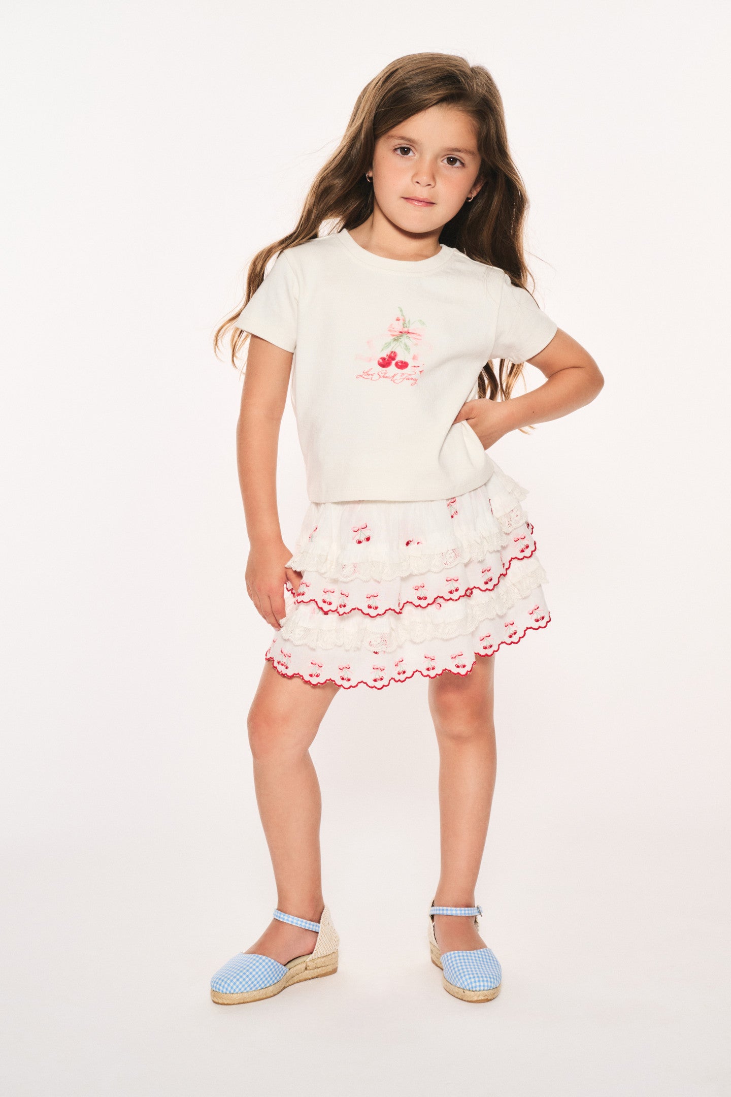 Briella Cherry Print Girls T-Shirt - Cute & Comfortable Short Sleeve Tee for Toddler & Kids - Perfect for School, Playdates & Everyday Wear