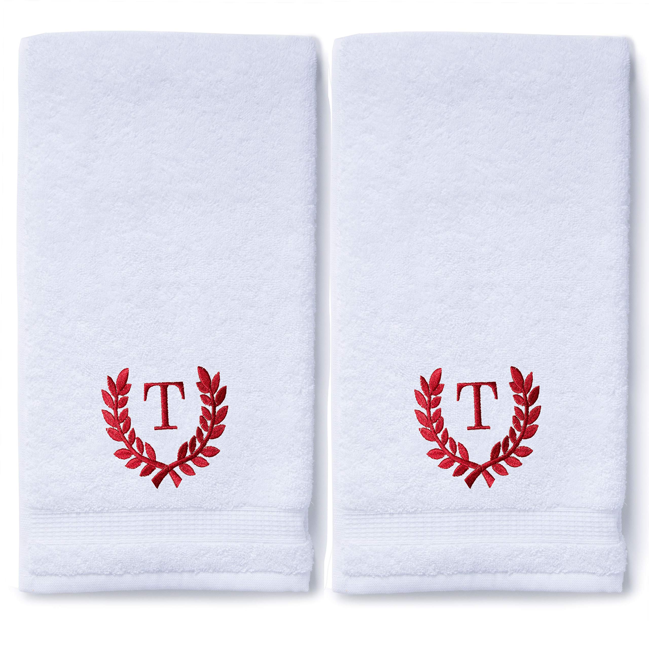 Personalized Monogrammed Hand Towels Set of 2 - Luxury Turkish Cotton 16x30 Inch for Bathroom, Kitchen & Spa | Wedding Bridal Shower Gift | Roman Font Customization | Soft Oversized Makeup Towels - Perfect for Home Decor, Guest Bathrooms & Luxury Spa Experience