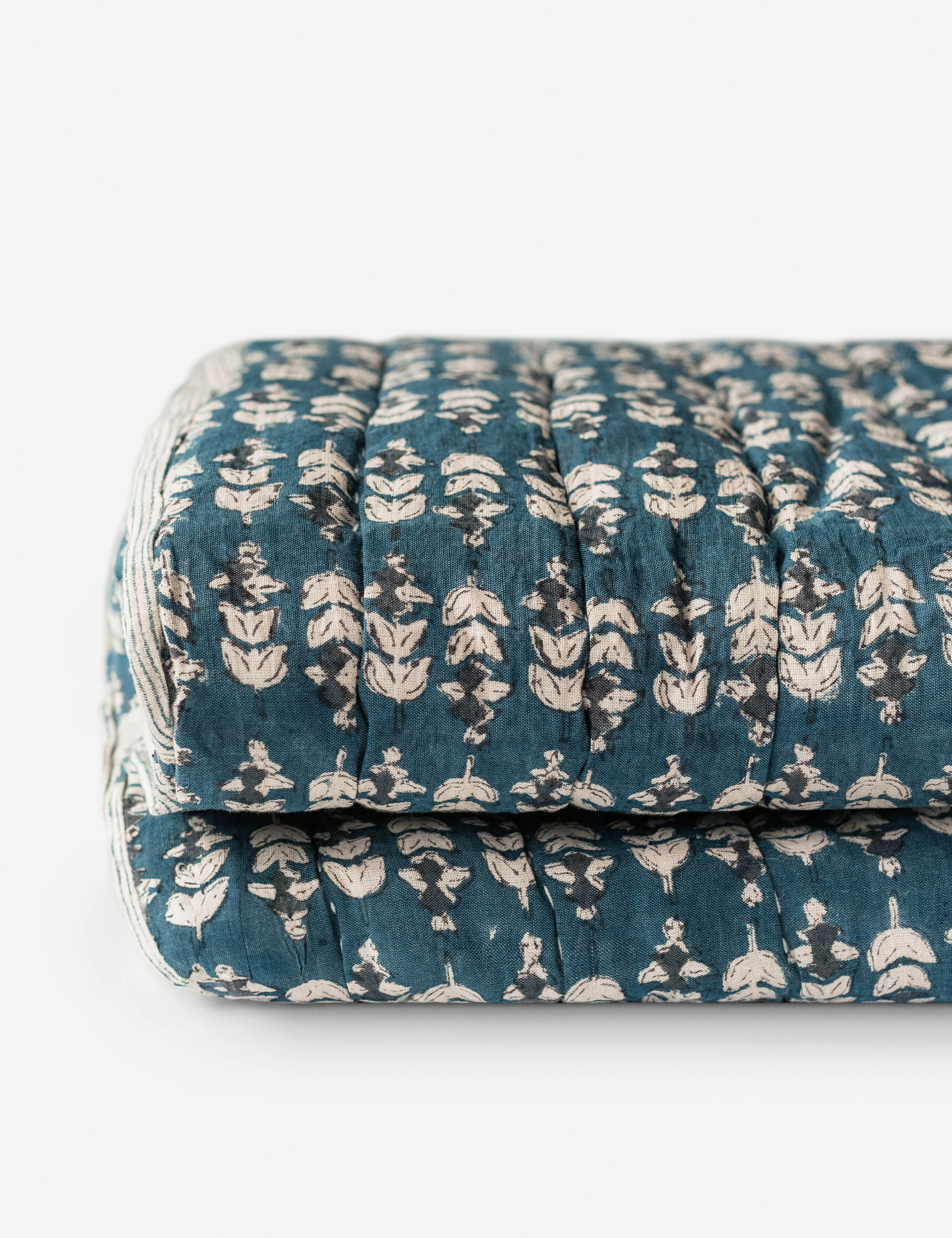 Blossom Block Print Quilt - Handmade Cotton Bedspread with Floral Design | Perfect for Boho Bedroom Decor, Cozy Throw Blanket & Farmhouse Style Home