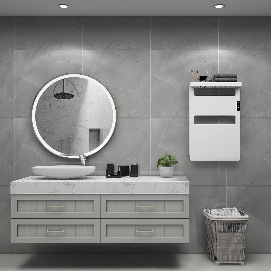 Premium Electric Towel Warmer with Timer - 28x18 Inch Wall Mounted Heated Towel Rack with Top Shelf for Bathroom | Hardwired or Plug-in | Fast Drying & Warming for Spa, Luxury Hotels & Cozy Home Use
