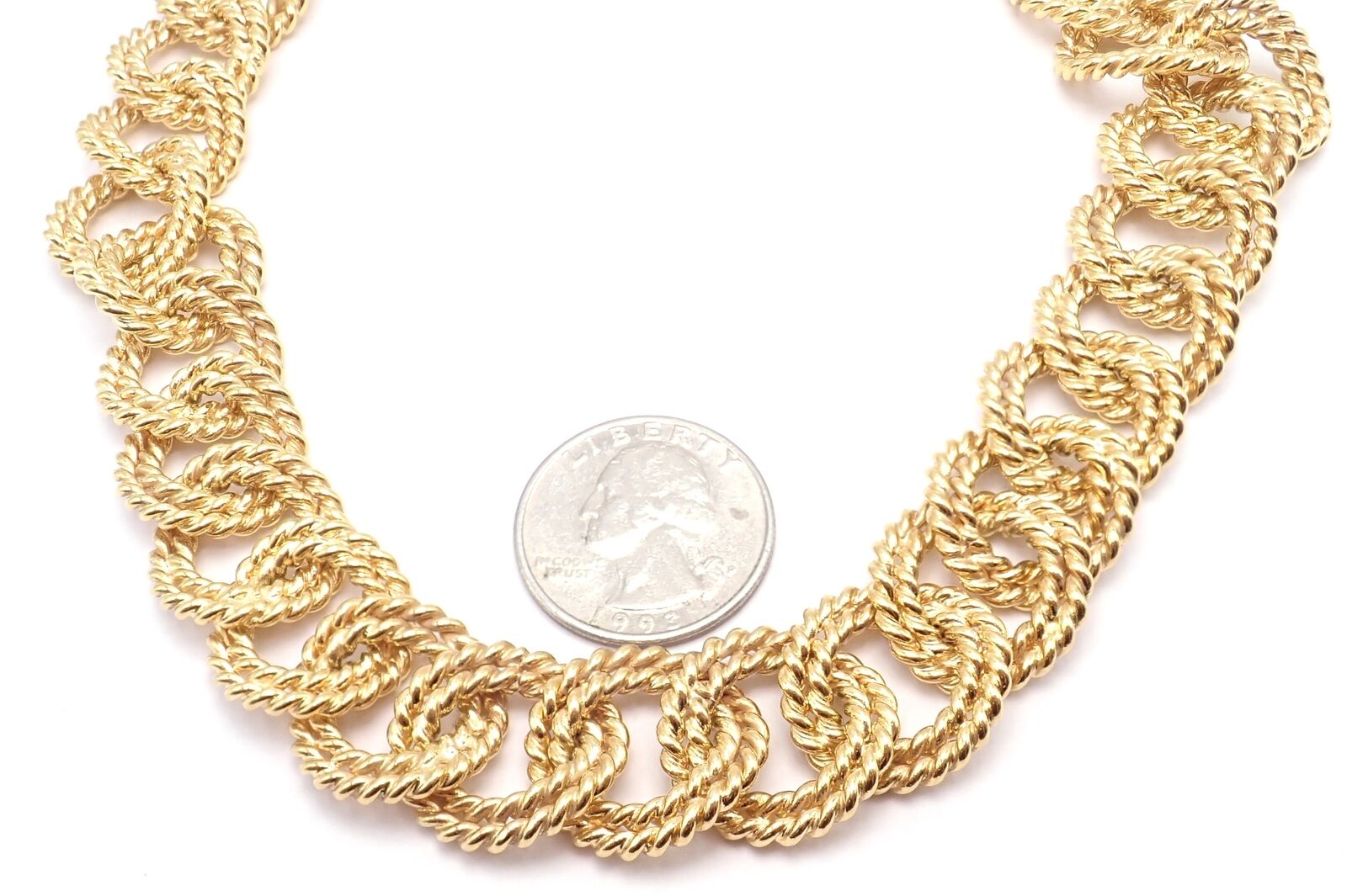 Authentic Verdura 18k Yellow Gold Rope Link Choker Necklace - Vintage Luxury Jewelry for Women - Perfect for Evening Parties, Weddings & Special Occasions