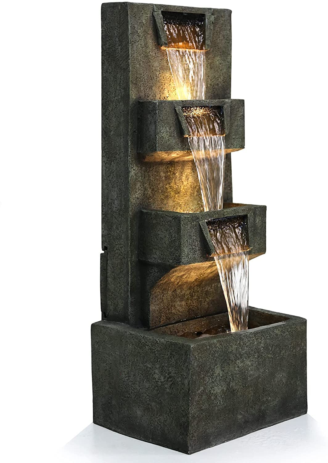Outdoor & Indoor LED Water Fountain - Modern Floor-Standing Garden Fountain with Lights for Patio, Porch, Yard Decor | Perfect for Relaxation & Home Art Display