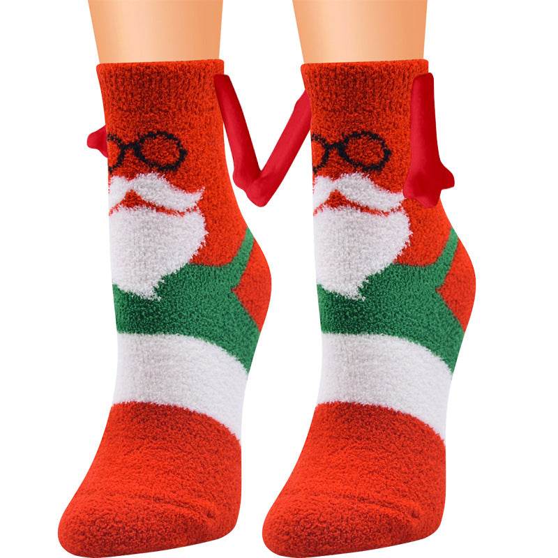 Hand In Hand Magnetic Christmas Socks - Festive Holiday Socks for Couples & Families - Perfect for Christmas Gifts, Stocking Stuffers & Winter Home Decor