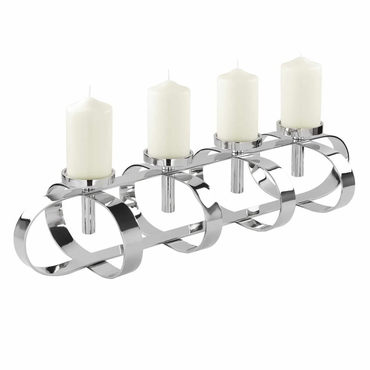 Gorden 158022 4-Bulb Aluminum Nickel-Plated Silver Pillar Candle Holder - 85 x 27 x 18 cm (LxWxH) - Elegant Home Decor for Dining Table, Wedding Centerpiece, and Church Altar Lighting