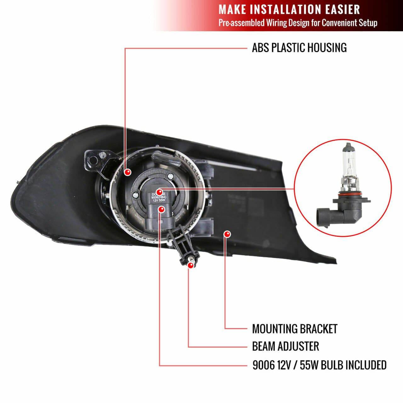 2011-2014 Volkswagen Jetta 4DR 9006 Fog Lights with Clear Lens - Premium Replacement Fog Lamps (Excludes Wagon & GLI Models) - Perfect for Night Driving & Enhanced Road Visibility