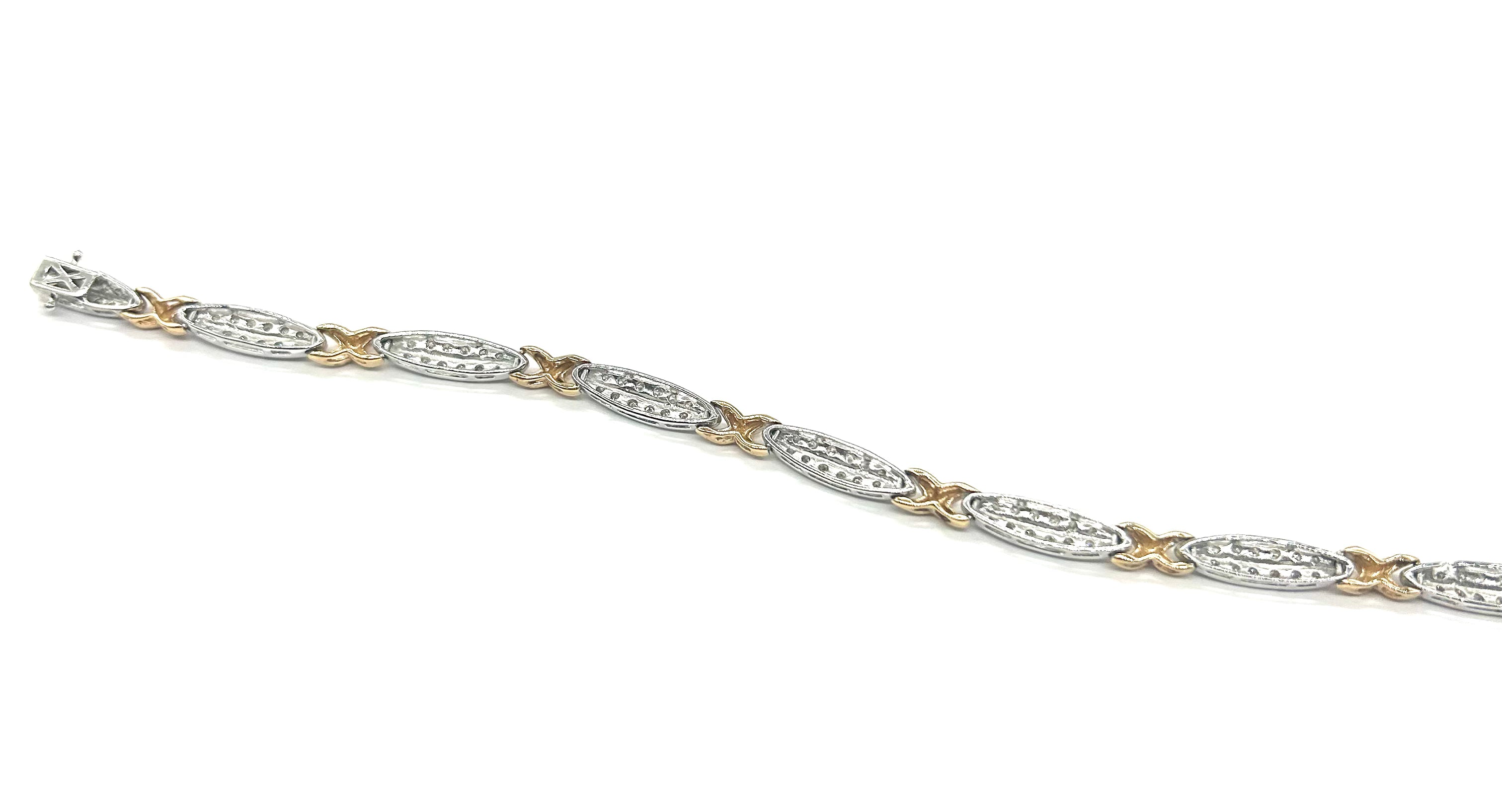 1CTW Yellow & White Gold X-Link Bracelet for Women - Elegant & Dainty Jewelry for Everyday Wear, Parties & Special Occasions