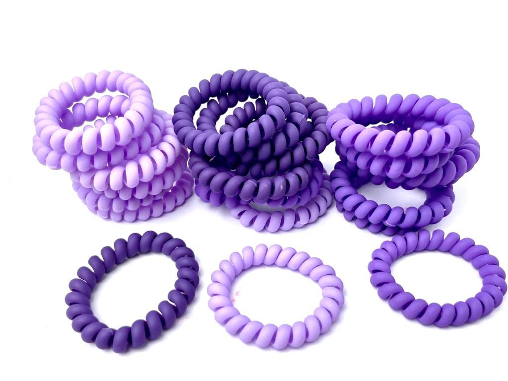 APSAMBR-6 Pcs Spiral Hair Ties - Soft No Crease Hair Bands for Women & Girls, Blue Matte Plastic Coil Ponytail Holders - Gentle Hair Accessories for Thin, Thick or Curly Hair | Perfect for School, Workout, Yoga & Daily Use