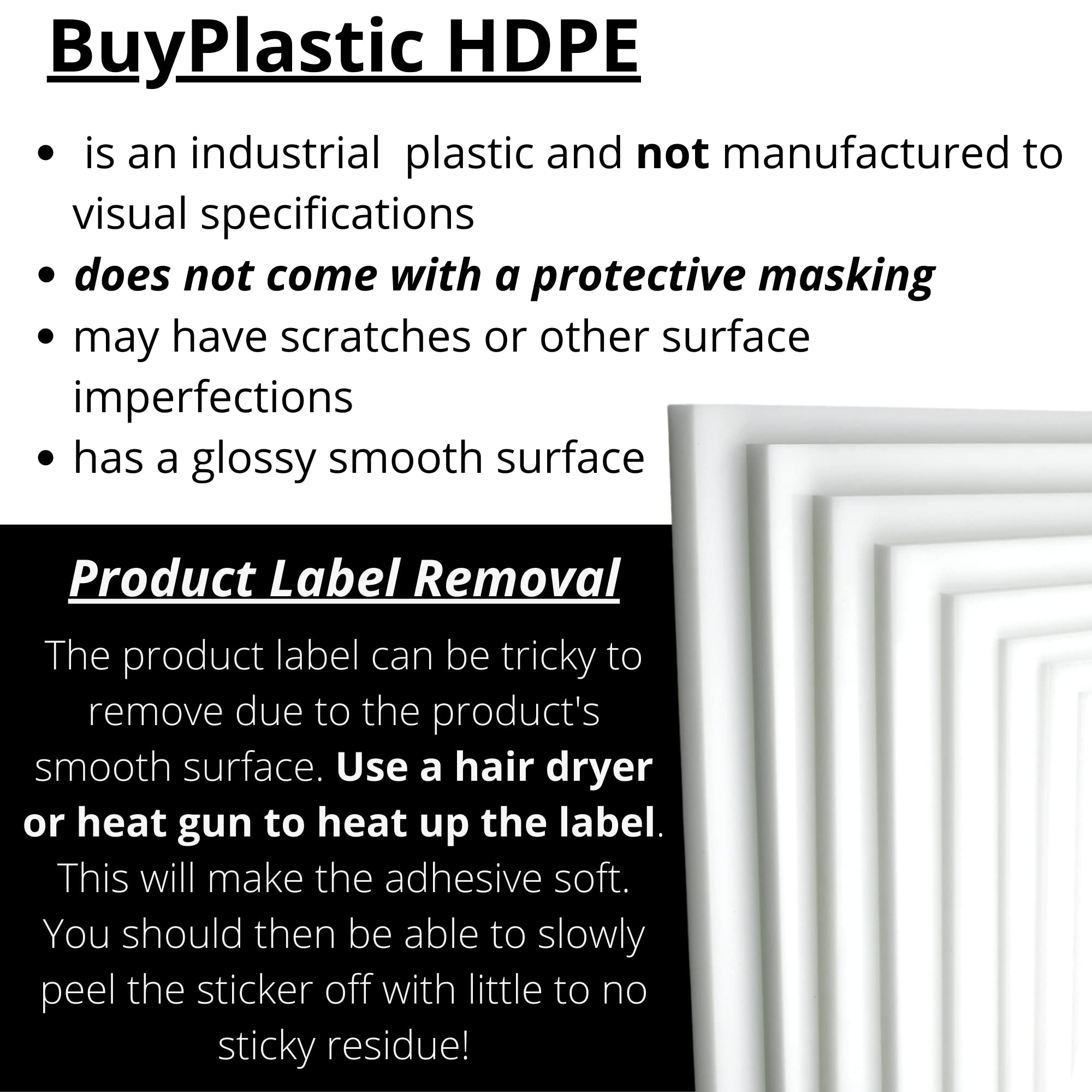 Premium White HDPE Plastic Sheet - 1.5