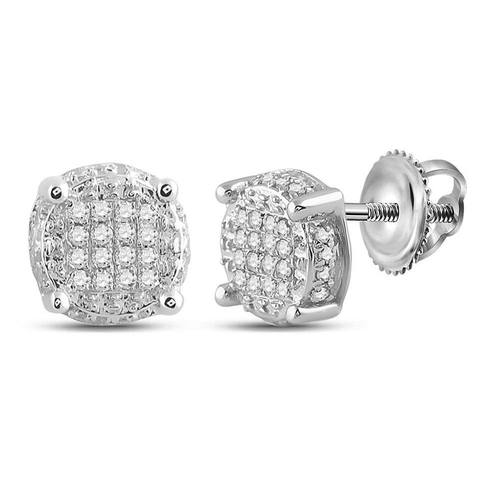 10K White Gold Men's Round Diamond Cluster Earrings - 1/10 CTTW | FB JEWELS | Perfect for Weddings, Anniversaries & Special Occasions
