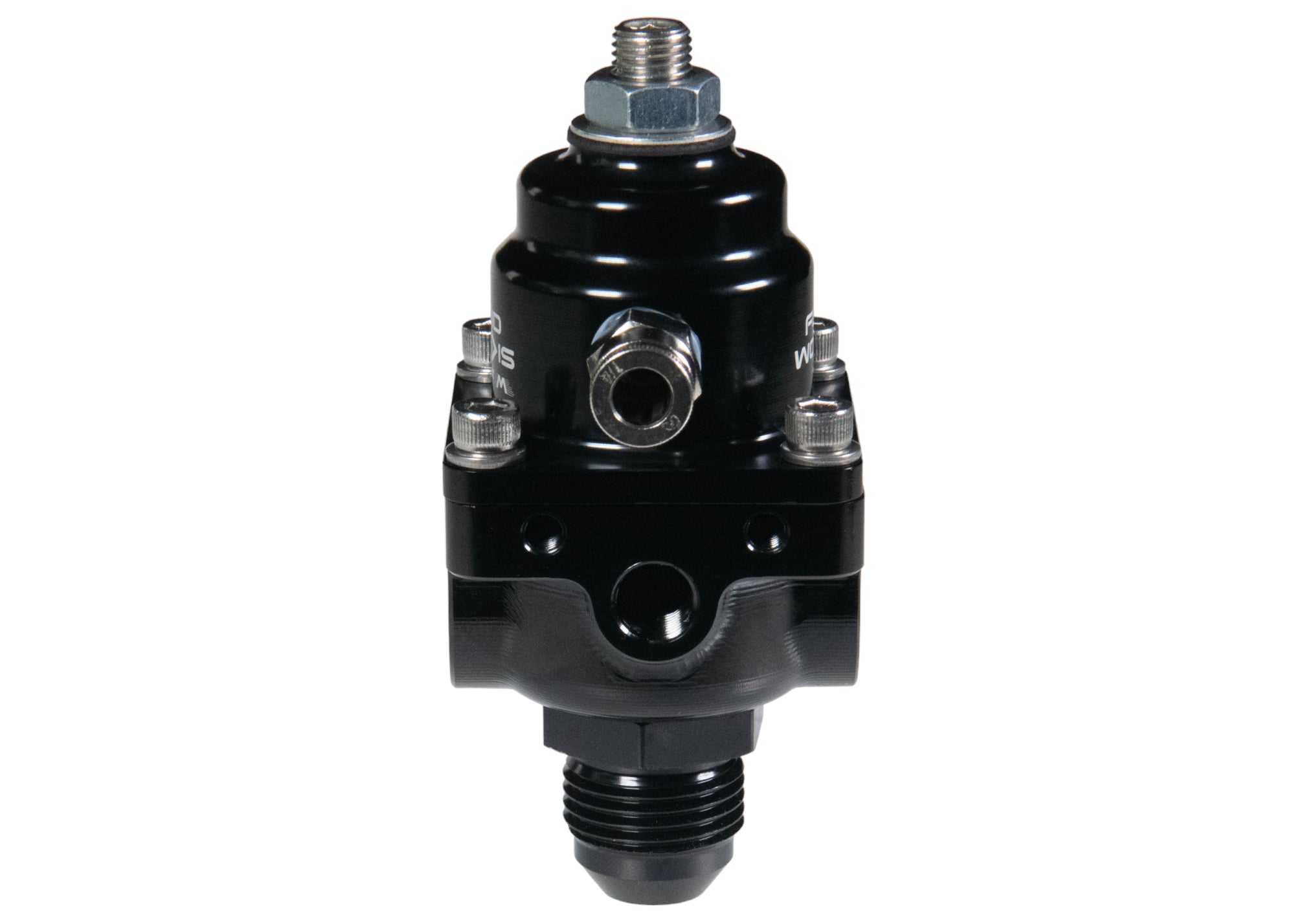Fluidworks 1-10 GPM Adjustable Fuel Pressure Regulator 35-70 PSI with 180 Degree Fittings - Perfect for Automotive Fuel Systems, Marine Engines & Industrial Applications