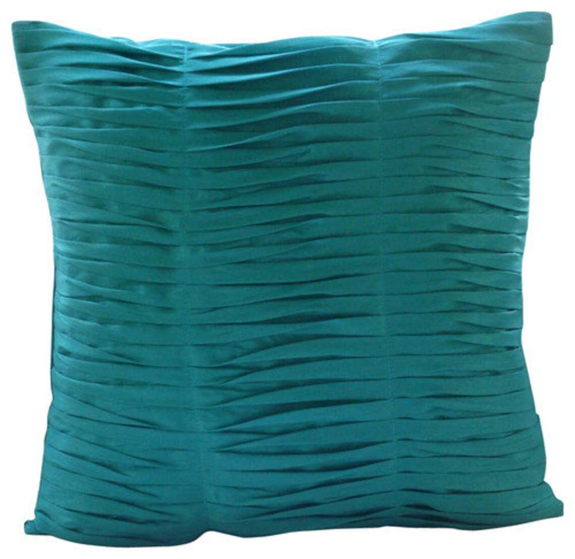 Aqua Blue Throw Pillow Covers 18x18 Inch - Textured Pintuck Design, Soft Silk Square Pillowcase for Sofa, Bed & Couch - Modern Gentle Waves Home Decor (45x45 cm) - Perfect for Living Room, Bedroom & Office