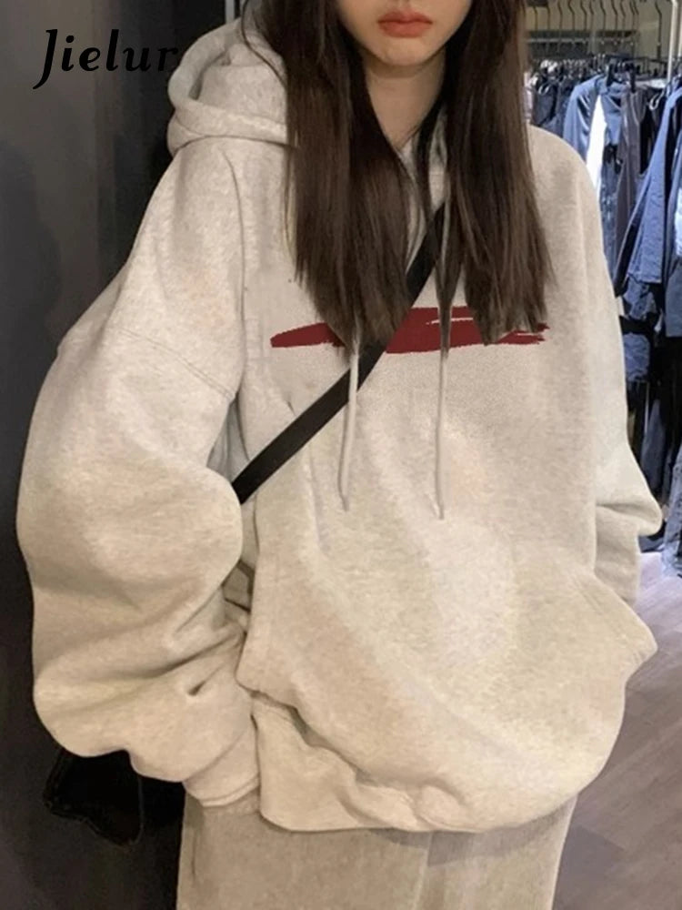 Women's Fashion Hoodies - Basic Hooded Chic Drawstring Loose Sweatshirt with Pocket, Casual Office Wear, 4 Color Options - Perfect for Work, Travel & Everyday Comfort