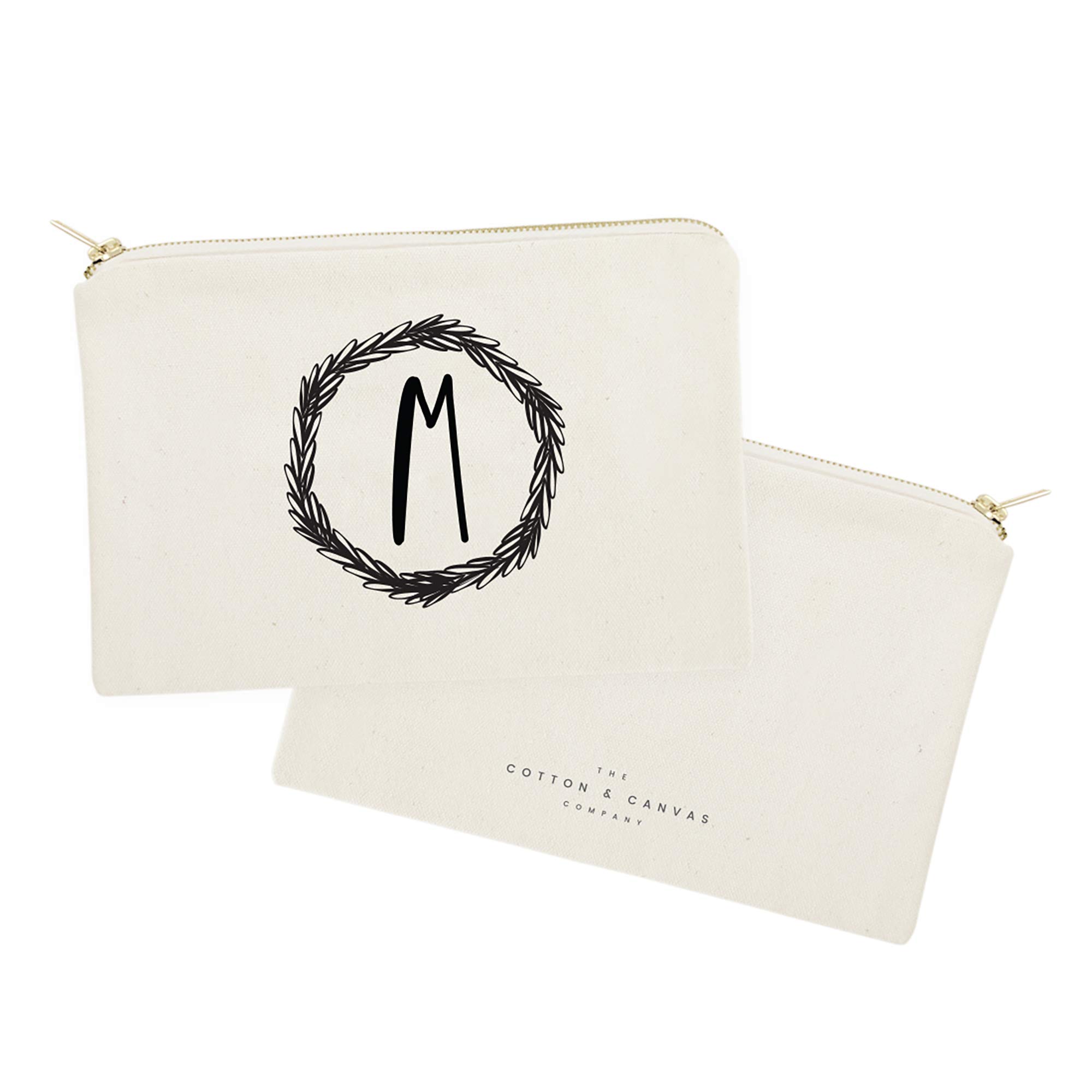Personalized Monogram Initial M Cosmetic Bag - Cotton & Canvas Travel Makeup Pouch for Women | Perfect for Travel, Gym & Everyday Use