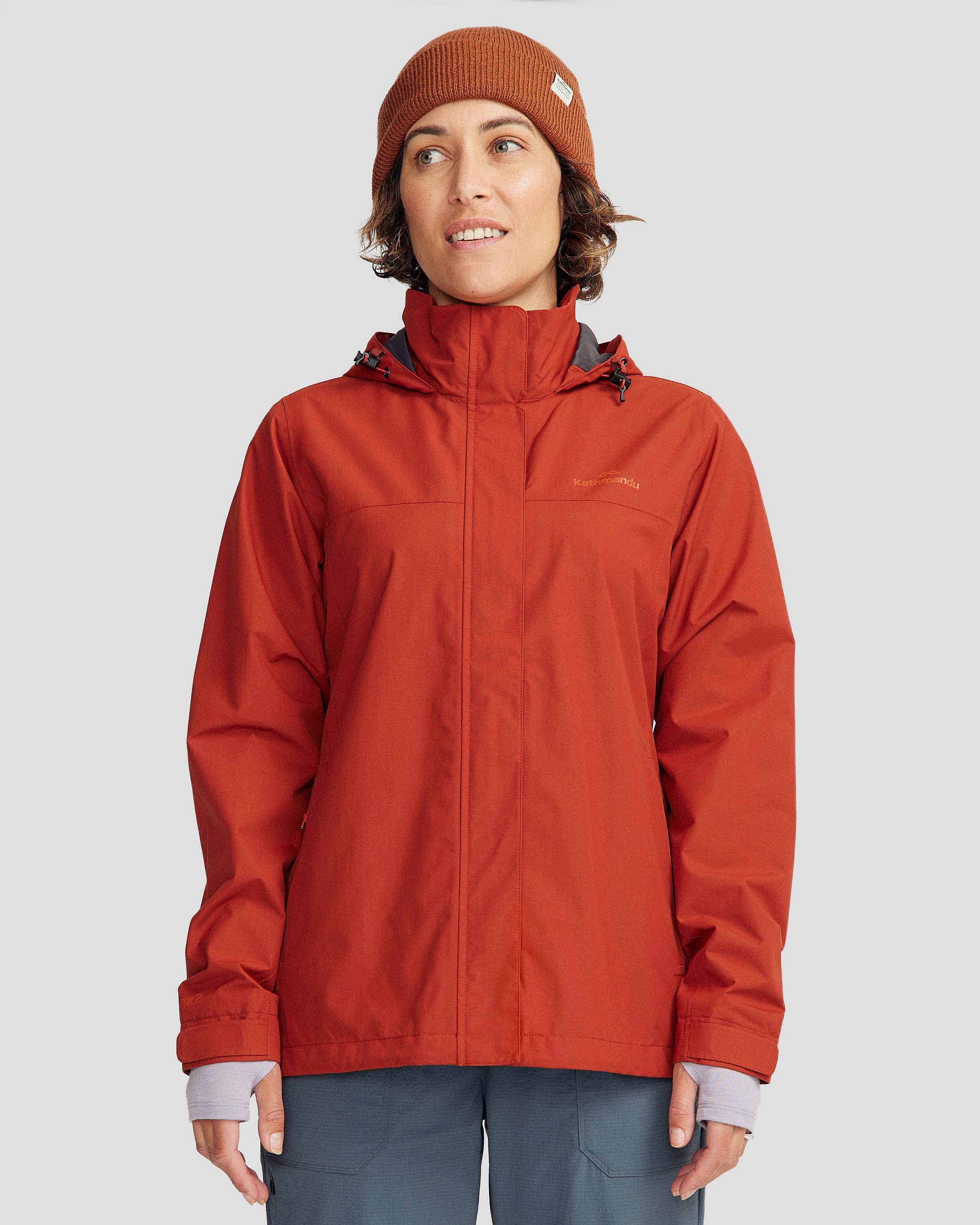 Andulo Women's 2-Layer Waterproof Rain Jacket - Redwood Color for Outdoor Hiking & Commuting