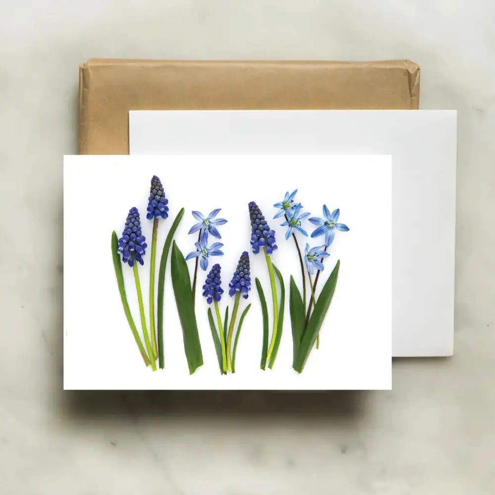 Blue Spring Flowers Botanical Greeting Card - Perfect for Birthdays, Anniversaries & Spring Celebrations